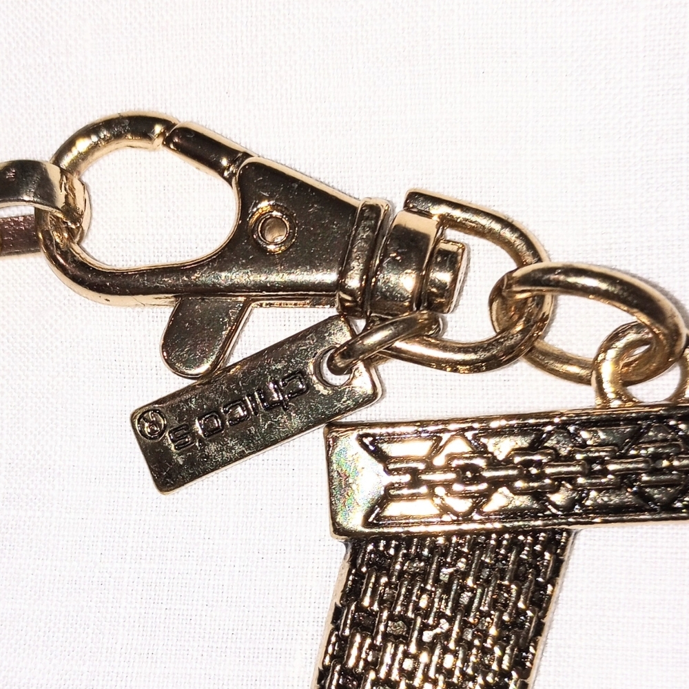 Chico's Antiqued Gold Tone Mesh Chain Belt Adjustable - Picture 5 of 9